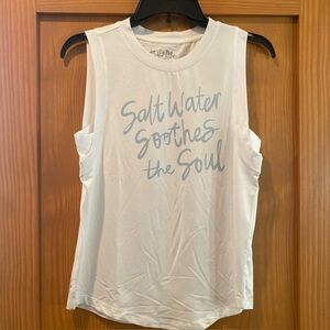 Salt Life Women’s Salt Water Soothes The Soul White DriFit  Muscle Shirt NWT S